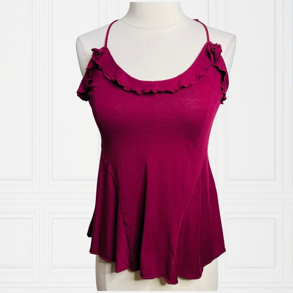 Marc by Marc Jacobs Berry Ruffle Peplum Camisole Top XS Cotton Modal Crossback